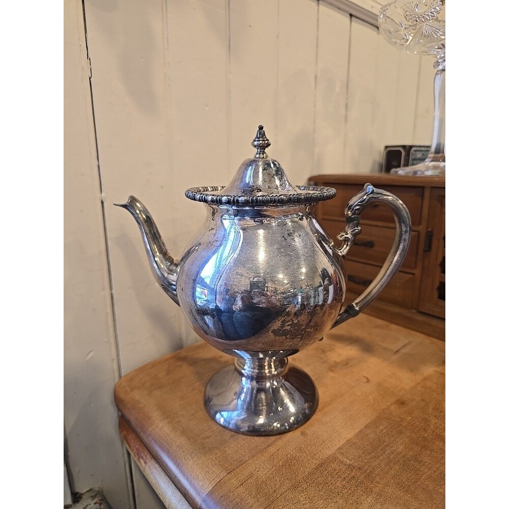 Lehman Brothers Silverware Corp. Silver On Copper Teapot Americana 1940's